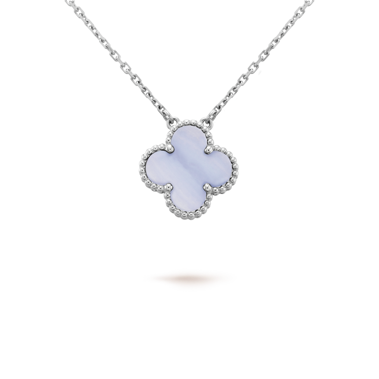 [Rose Tomorrow]CLOVER 15MM BLUE CHALCEDONY NECKLACE SILVER