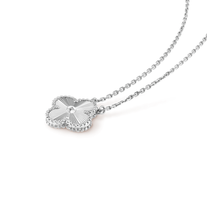 [Rose Tomorrow]CLOVER 15MM LASER NECKLACE SILVER