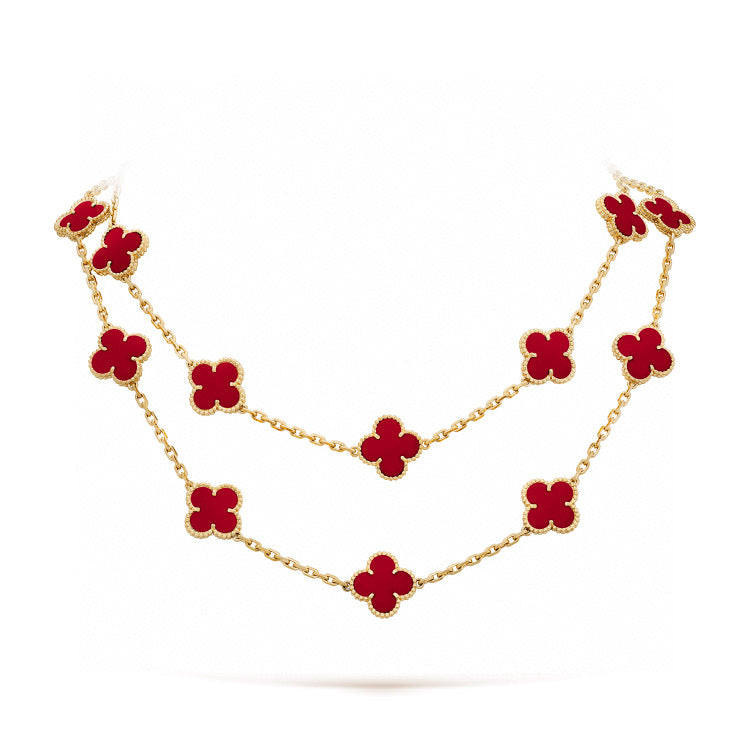 [Rose Tomorrow]CLOVER 20 MOTIFS CARNELIAN NECKLACE