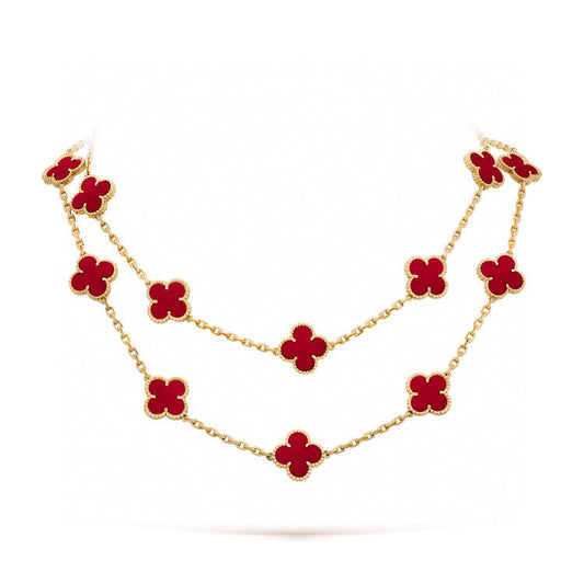 [Rose Tomorrow]CLOVER 20 MOTIFS CARNELIAN NECKLACE