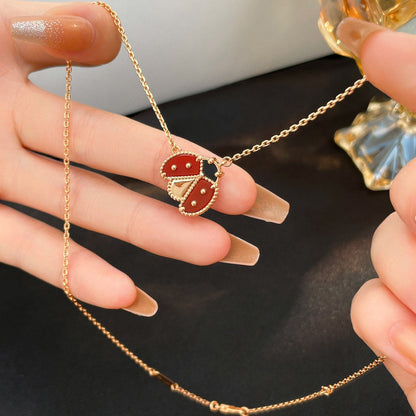 [Rose Tomorrow]LUCKY  CARNELIANS LADYBUG NECKLACE