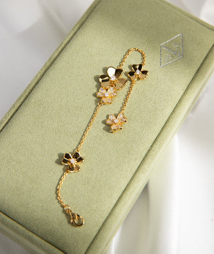 [Rose Jewellery] 5 Flower Gold Flower Diamond Bracelet