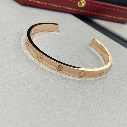 [Rose Tomorrow]LOVE BRACELET 6.1MM 1 DIAMOND OPEN CUFF