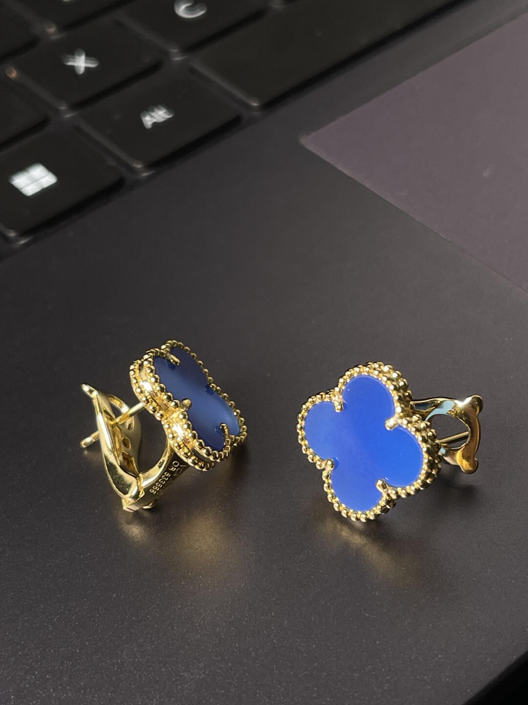 [Rose Tomorrow] CLOVER LARGE (20mm) 1 MOTIFS BLUE MOP STUD EARRINGS