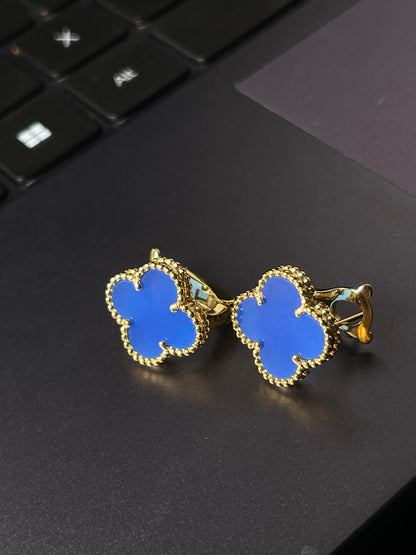 [Rose Tomorrow] CLOVER LARGE (20mm) 1 MOTIFS BLUE MOP STUD EARRINGS