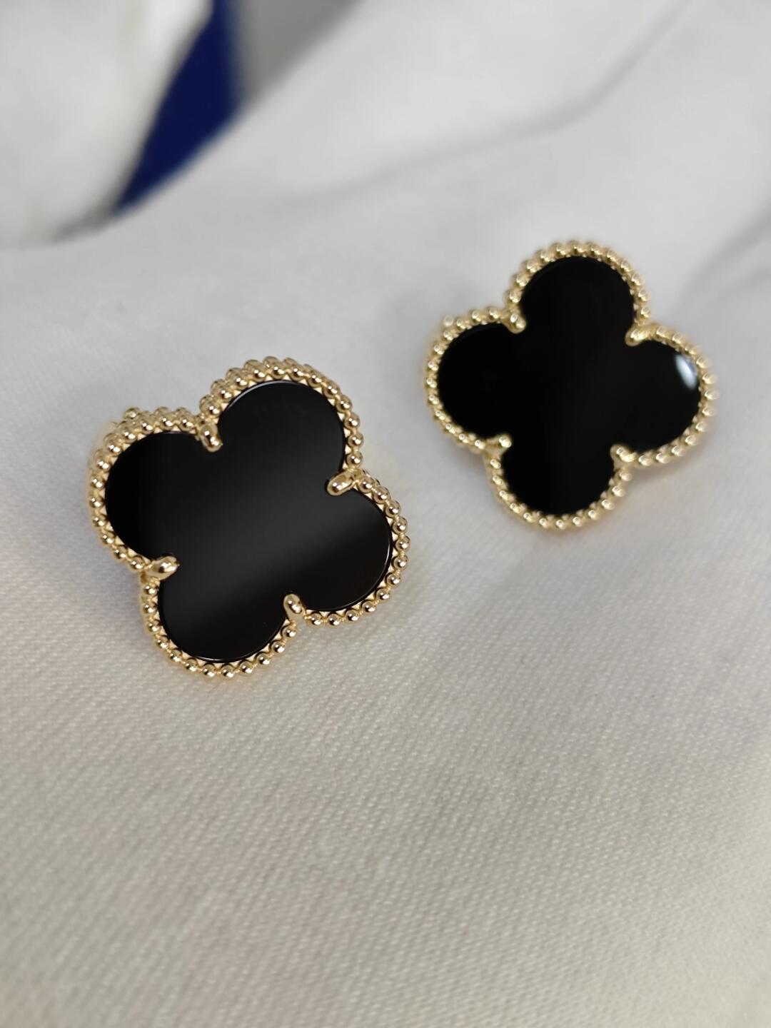 [💎ROSE💎]CLOVER 20MM BLACK MOP EARRINGS