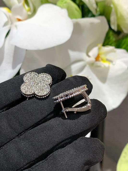 [💎ROSE💎]CLOVER （20MM）1 MOTIFS DIAMOND STUD EARRINGS SILVER