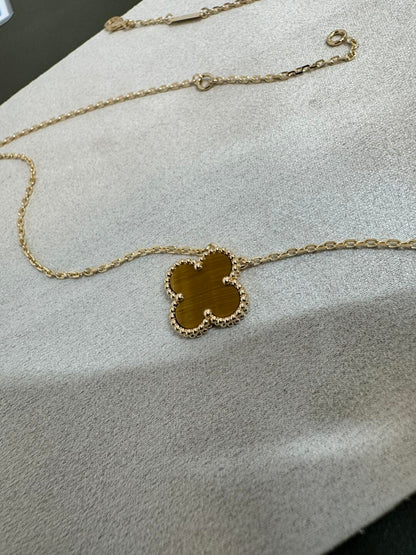 【💎ROSE💎】CLOVER 15MM Tiger Eye Stone Necklace