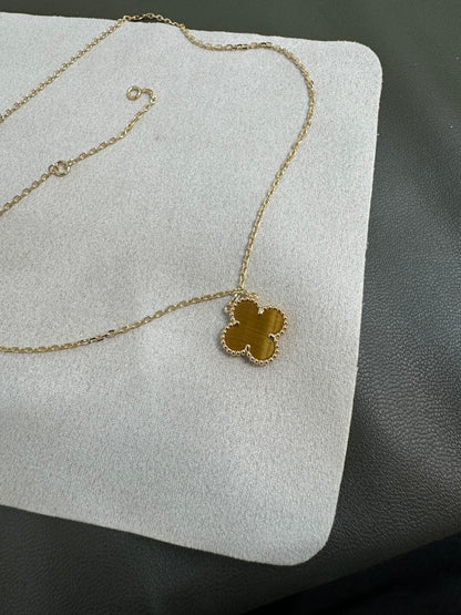 【💎ROSE💎】CLOVER 15MM Tiger Eye Stone Necklace
