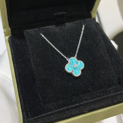 [Rose Tomorrow]CLOVER 15MM DIAMOND SVRES PORCELAIN  NECKLACE SILVER