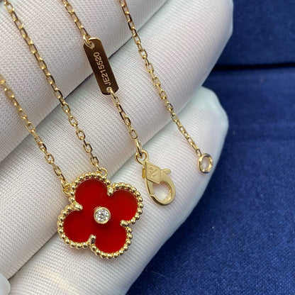 [Rose Tomorrow]CLOVER 15MM DIAMOND CARNELIAN NECKLACE