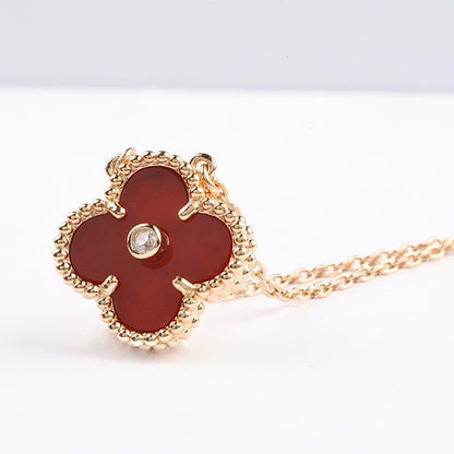 [Rose Tomorrow]CLOVER 15MM DIAMOND CARNELIAN NECKLACE