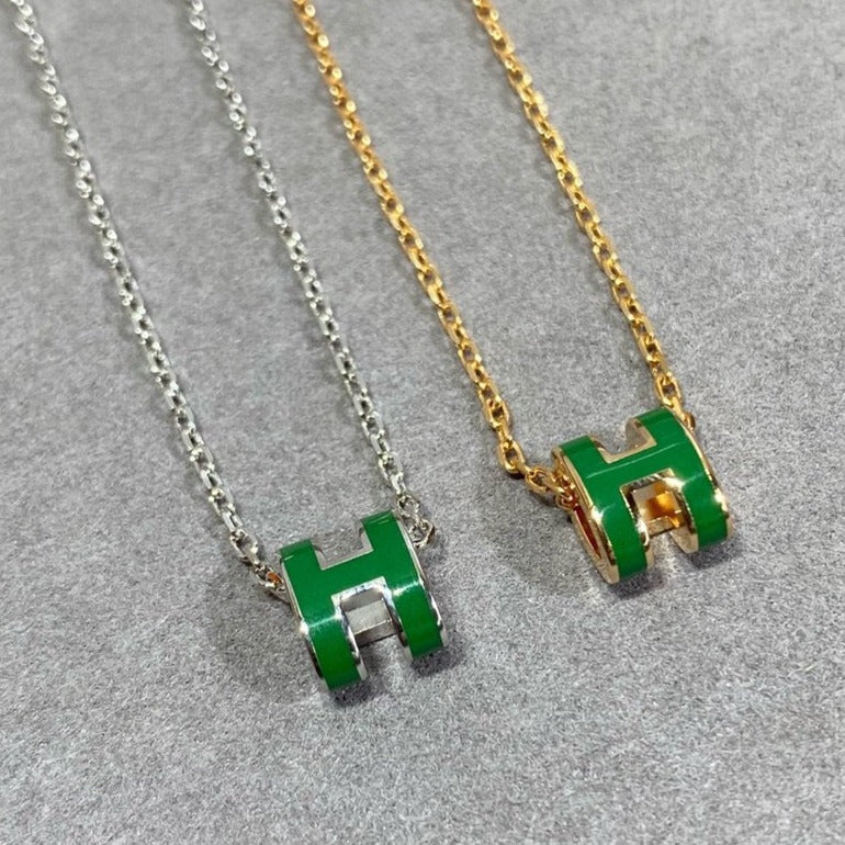 [Rose Tomorrow]POP H GREEN NECKLACE SILVER AND GOLD