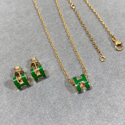 [Rose Tomorrow]POP H GREEN NECKLACE SILVER AND GOLD