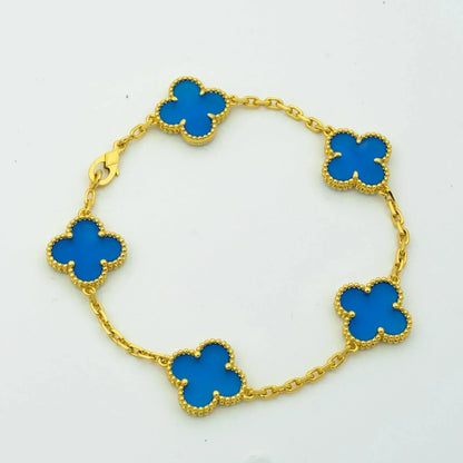 [Rose Tomorrow]CLOVER 5 MOTIFS BLUE AGATE BRACELET