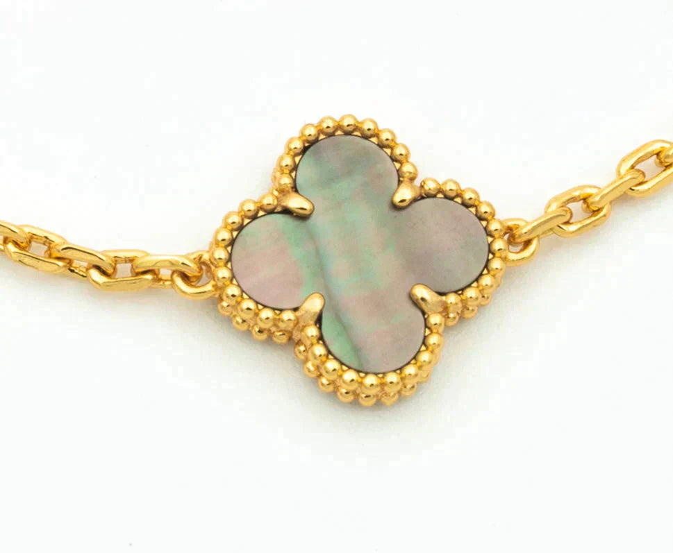 [💎ROSE💎]CLOVER 5 MOTIF GRAY MOP DIAMOND BRACELET