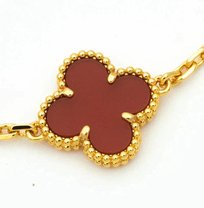 [💎ROSE💎]CLOVER  5 MOTIFS CARNELIAN GOLD BRACELET