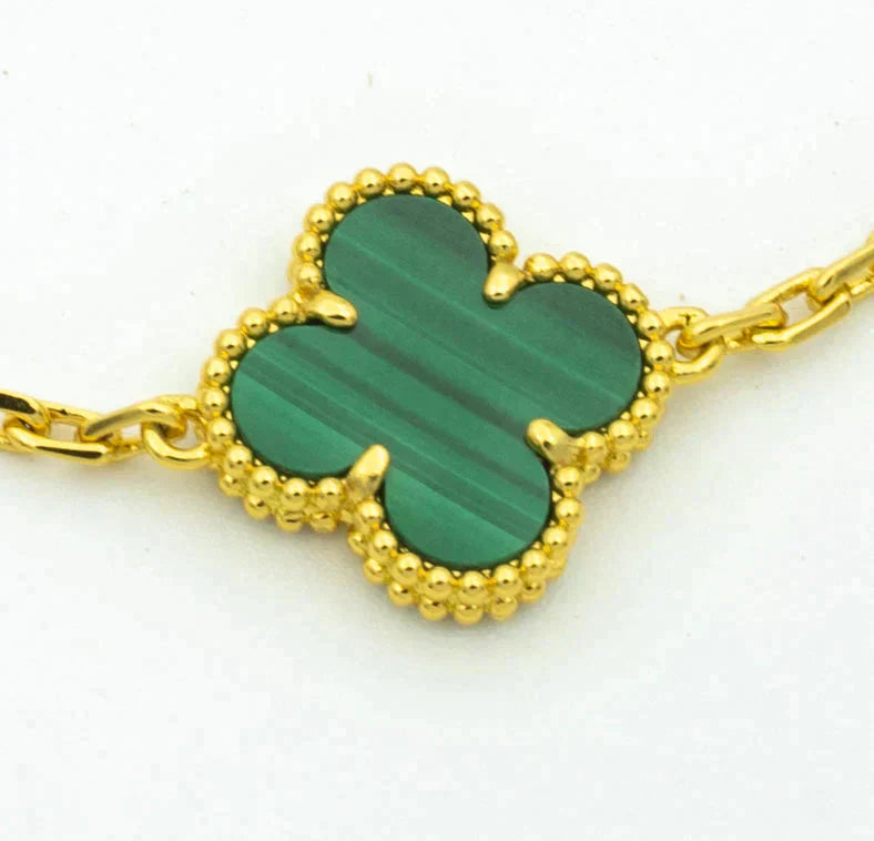 [Rose Tomorrow]CLOVER  5 MOTIF MALACHITE DIAMOND BRACELET