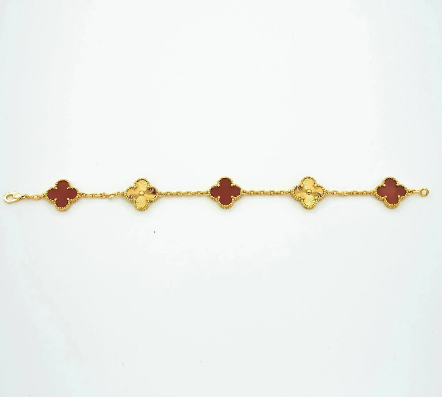 [💎ROSE💎]CLOVER  5 MOTIFS CARNELIAN GOLD BRACELET