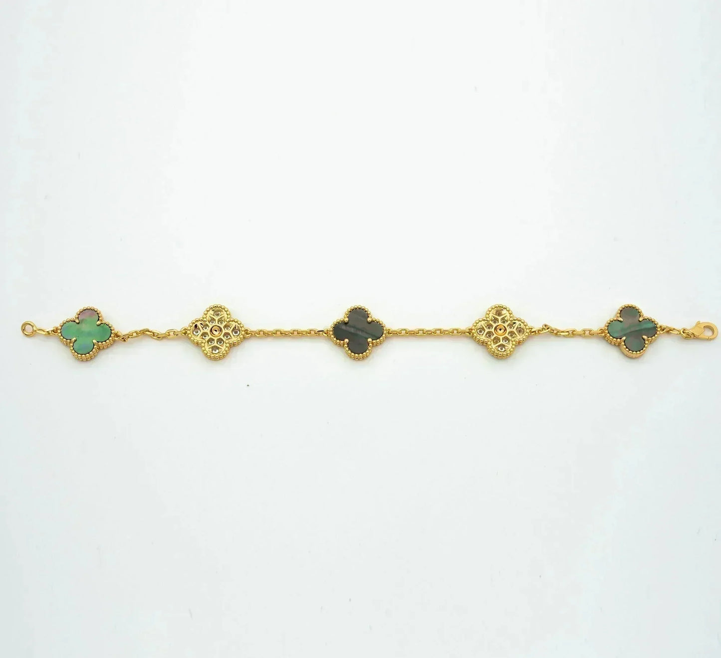 [💎ROSE💎]CLOVER 5 MOTIF GRAY MOP DIAMOND BRACELET