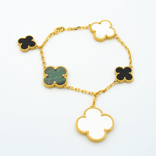 [Rose Tomorrow]CLOVER BRACELET 5 MOTIFS ONYX MOP