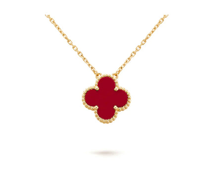 [Rose Tomorrow]CLOVER 15MM CARNELIAN SINGLE FLOWER NECKLACE