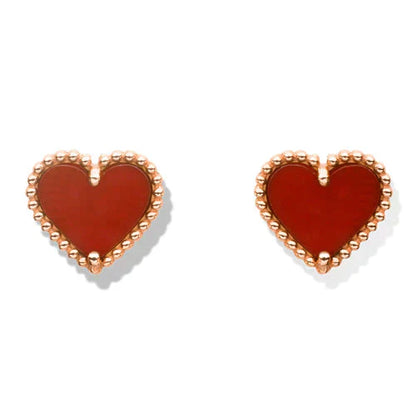 [Rose Tomorrow]HEART CARNELIAN STUD EARRINGS