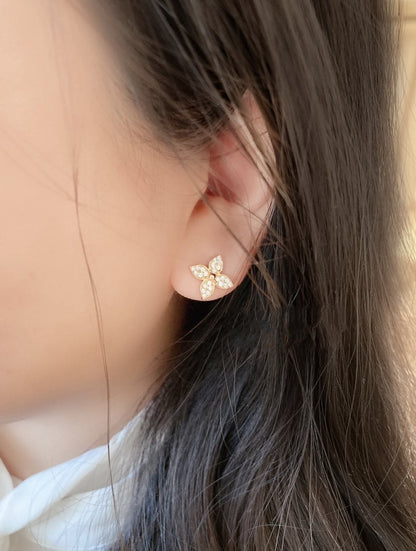 [Rose Tomorrow]STAR BLOSSOM STUD EARRINGS PINK GOLD DIAMONDS