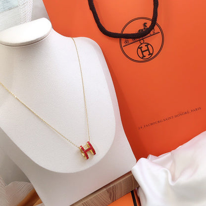 [Rose Tomorrow]HM CLIC RED ENAMEL GOLD NECKLACE