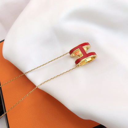 [Rose Tomorrow]HM CLIC RED ENAMEL GOLD NECKLACE