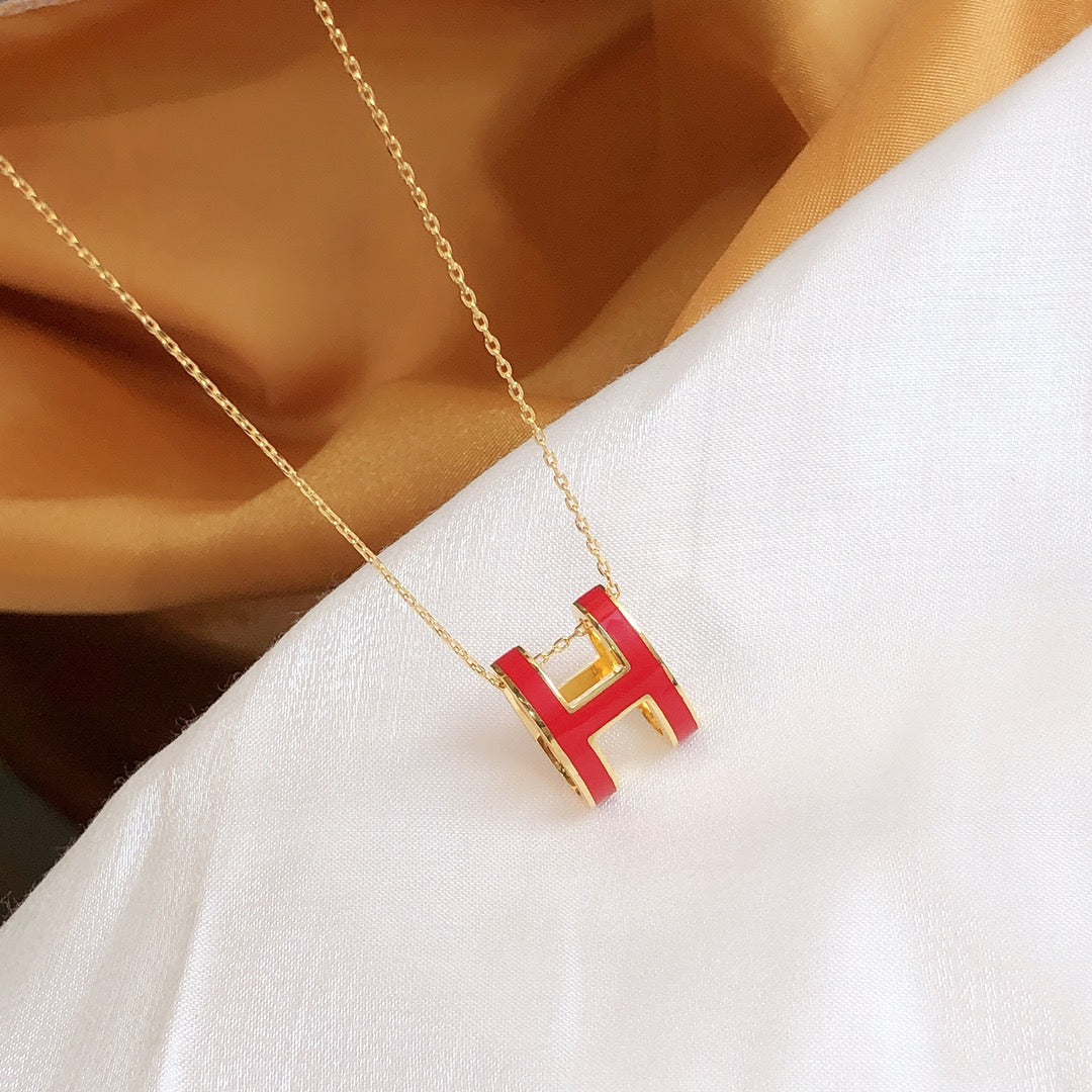 [Rose Tomorrow]HM CLIC RED ENAMEL GOLD NECKLACE