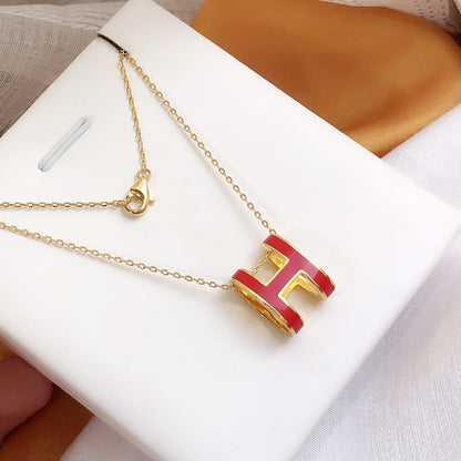 [Rose Tomorrow]HM CLIC RED ENAMEL GOLD NECKLACE