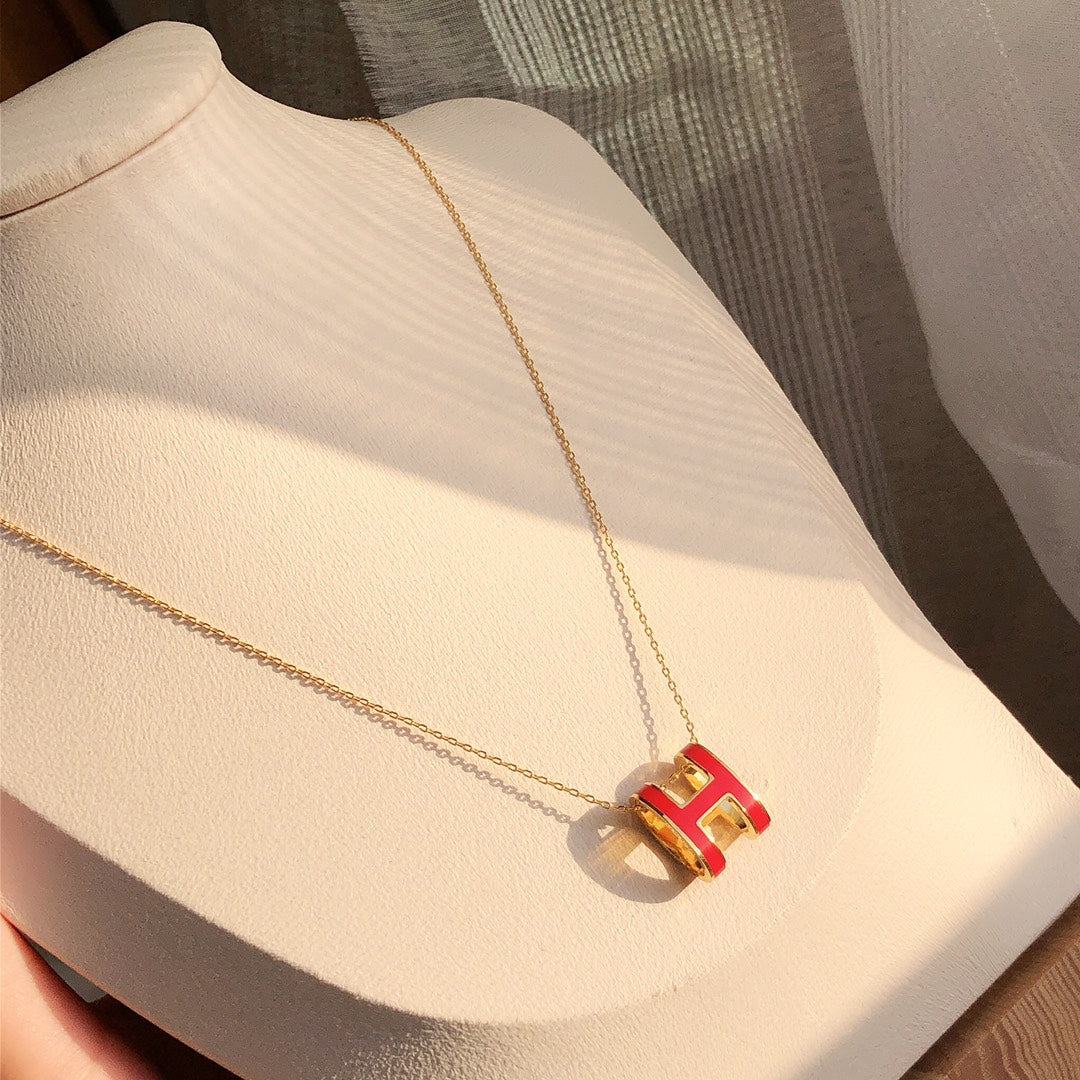 [Rose Tomorrow]HM CLIC RED ENAMEL GOLD NECKLACE