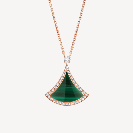 [Rose Tomorrow]DREAM MALACHITE DIAMOND PAVED PINK GOLD NECKLACE