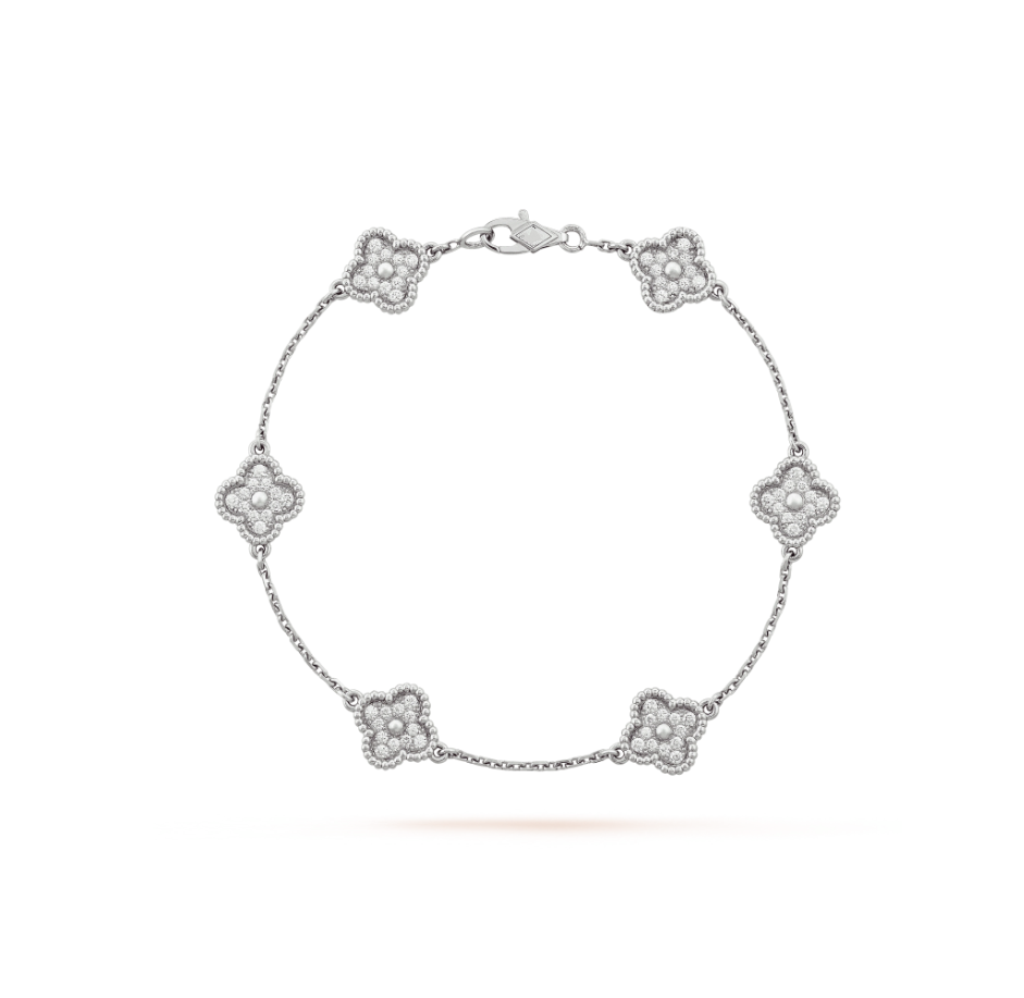 [💎ROSE💎]CLOVER 6 MOTIF SILVER DIAMOND BRACELET