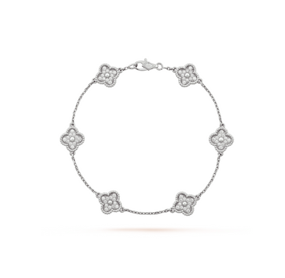 [💎ROSE💎]CLOVER 6 MOTIF SILVER DIAMOND BRACELET