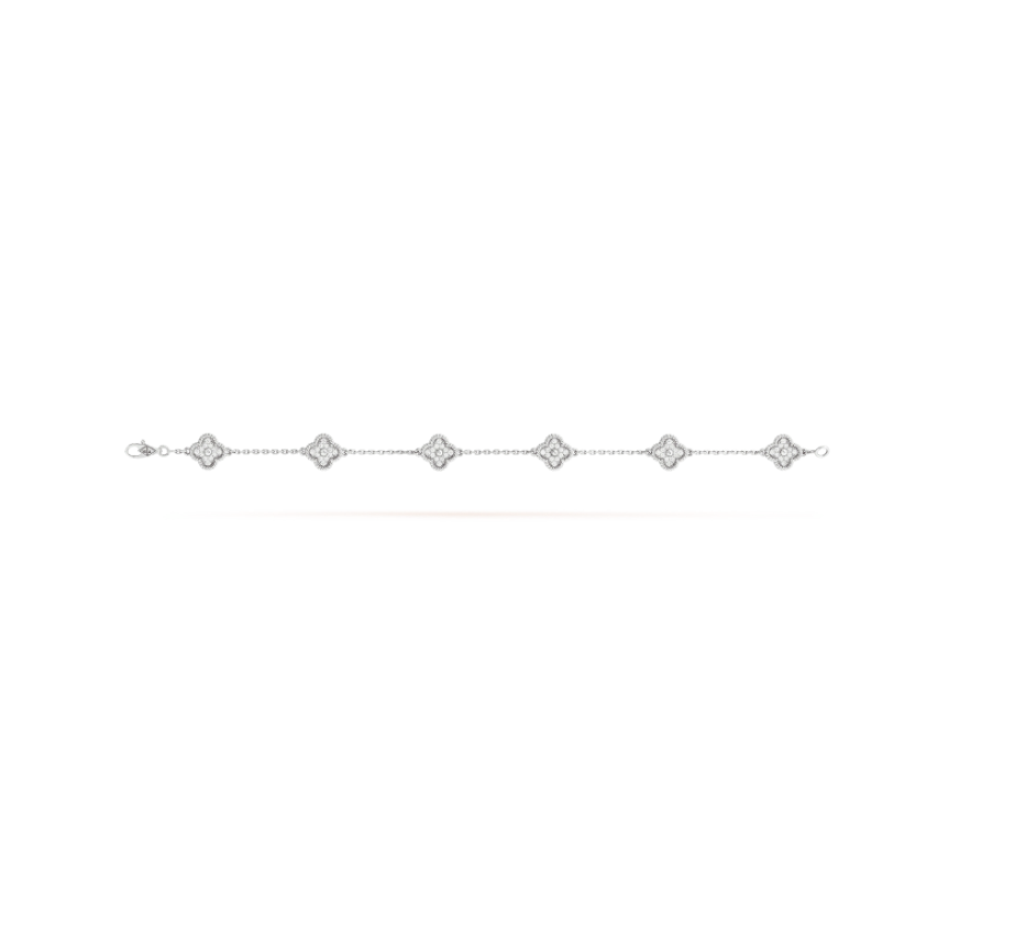 [💎ROSE💎]CLOVER 6 MOTIF SILVER DIAMOND BRACELET