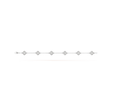 [💎ROSE💎]CLOVER 6 MOTIF SILVER DIAMOND BRACELET