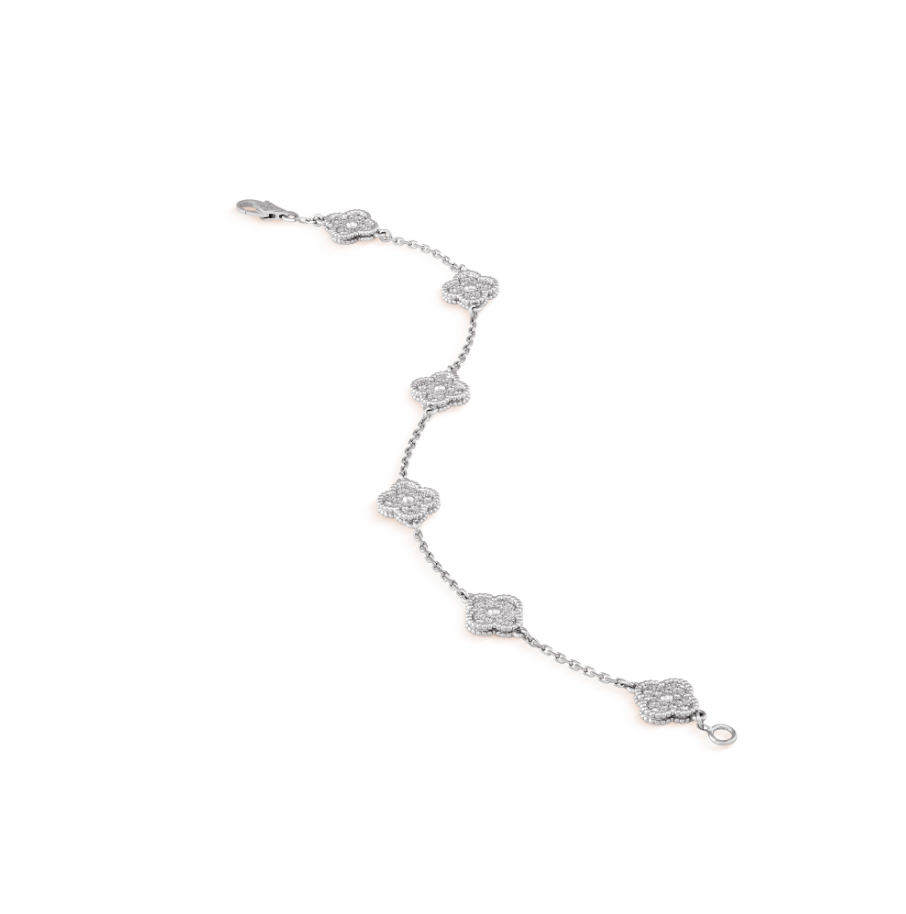 [Rose Tomorrow]CLOVER 6 MOTIF SILVER DIAMOND BRACELET