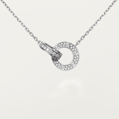 [Meteor Jewels]LOVE 7.6MM NECKLACE Meteor GOLD AND SILVER  FULL DIAMOND