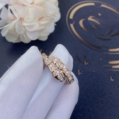 [Rose Tomorrow]SERPENTI RING PINK GOLD DIAMOND PAVED 4MM