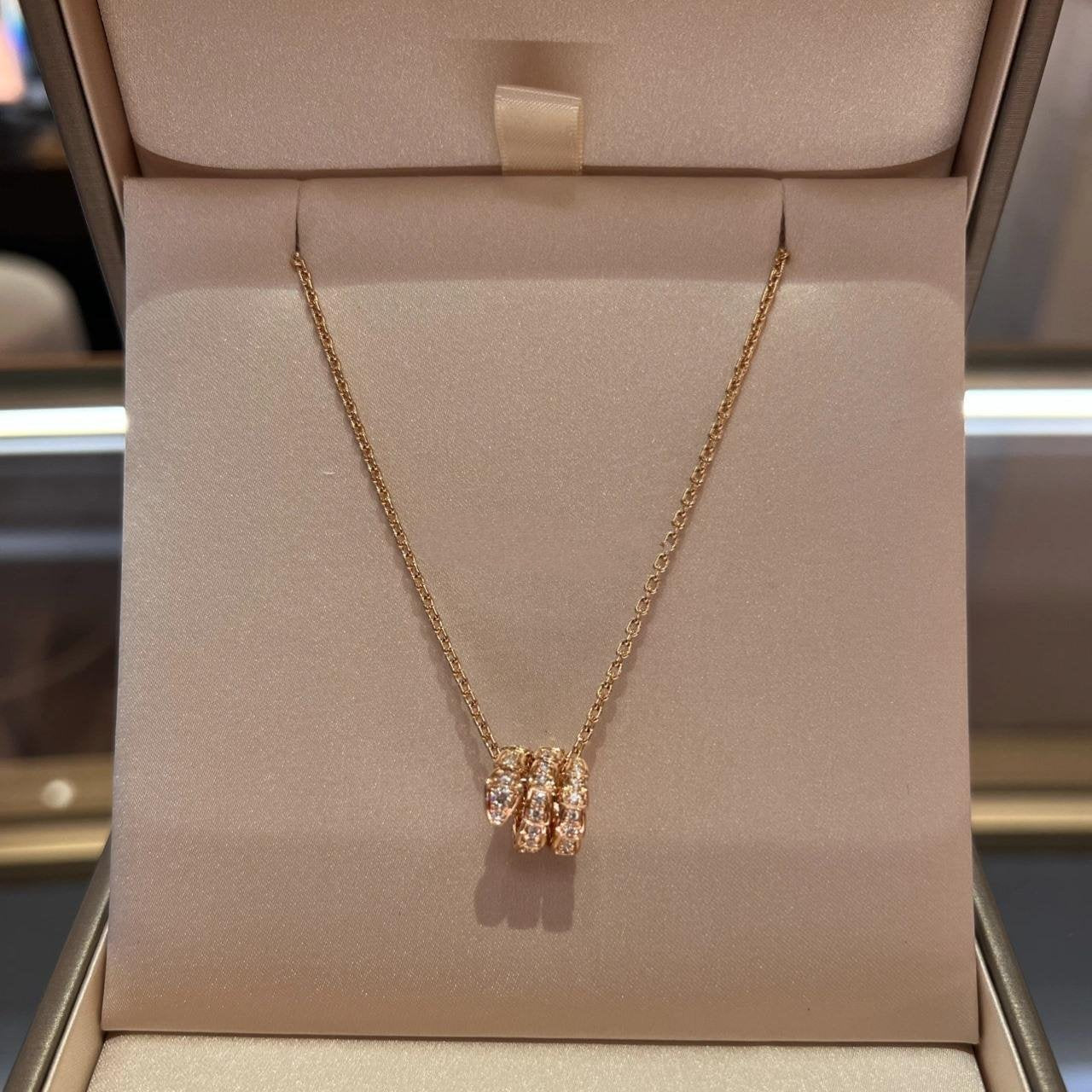 [Rose Tomorrow]SERPENTI PINK GOLD NECKLACE DOUBLE RING DIAMOND