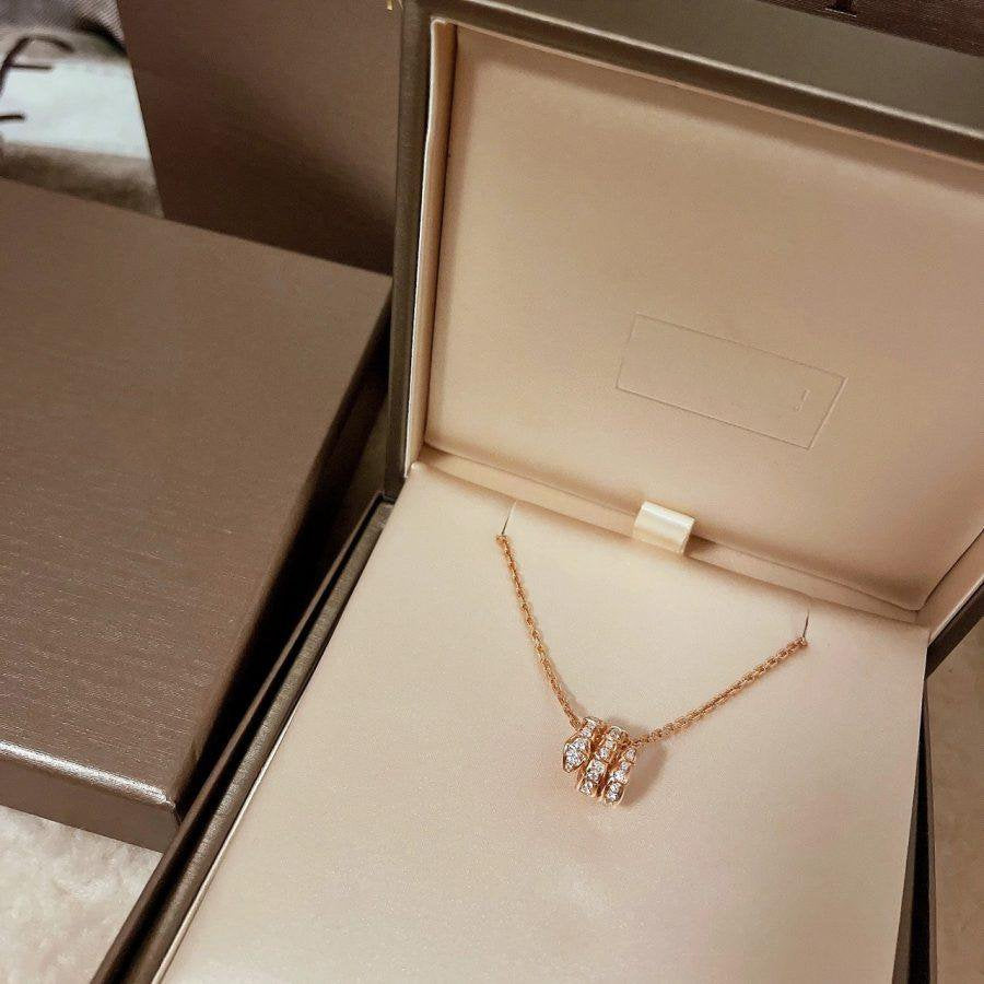 [Rose Tomorrow]SERPENTI PINK GOLD NECKLACE DOUBLE RING DIAMOND