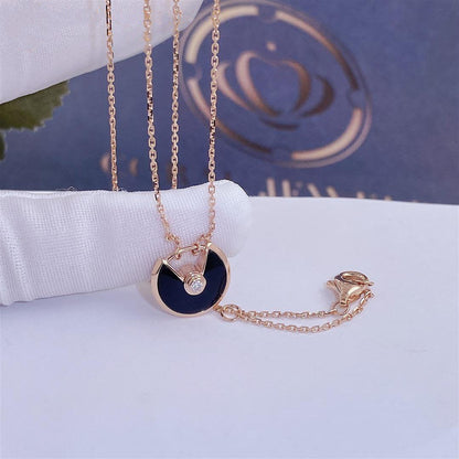 [Rose Tomorrow]AMULETTE ROSE GOLD ONYX NECKLACE