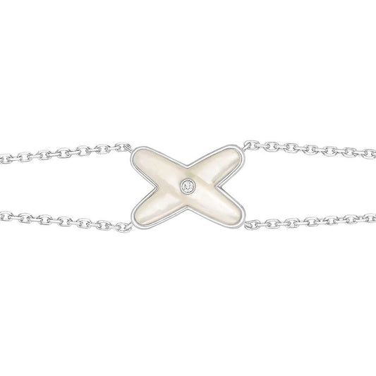 [Rose Tomorrow]JEUX BRACELET WHITE MOP SILVER 1 DIAMOND