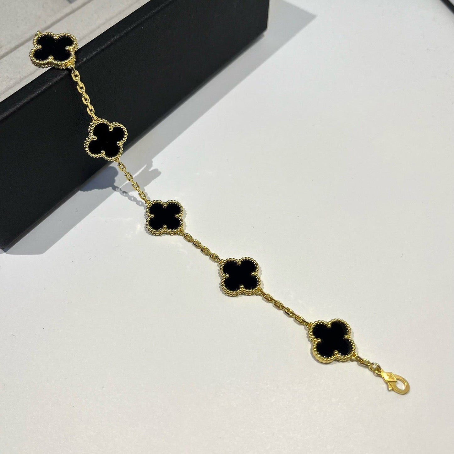 [Rose Tomorrow]CLOVER  5 MOTIFS BLACK ONYX BRACELET