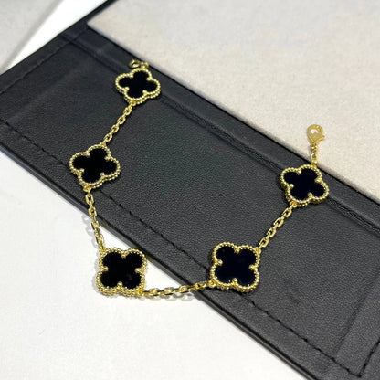 [Rose Tomorrow]CLOVER  5 MOTIFS BLACK ONYX BRACELET