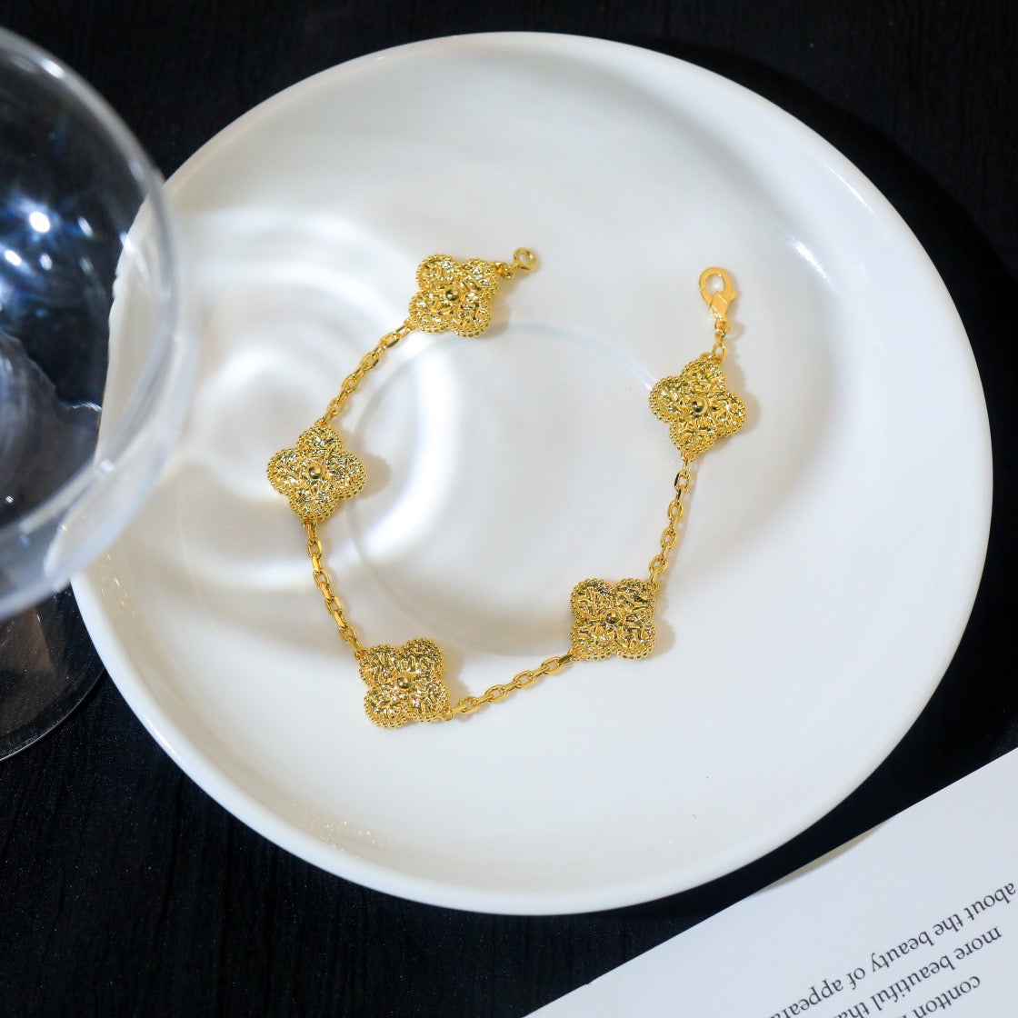 [💎ROSE💎]CLOVER 5 MOTIFS BRONZING BRACELET