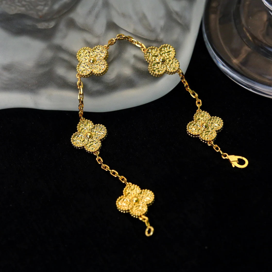 [💎ROSE💎]CLOVER 5 MOTIFS BRONZING BRACELET
