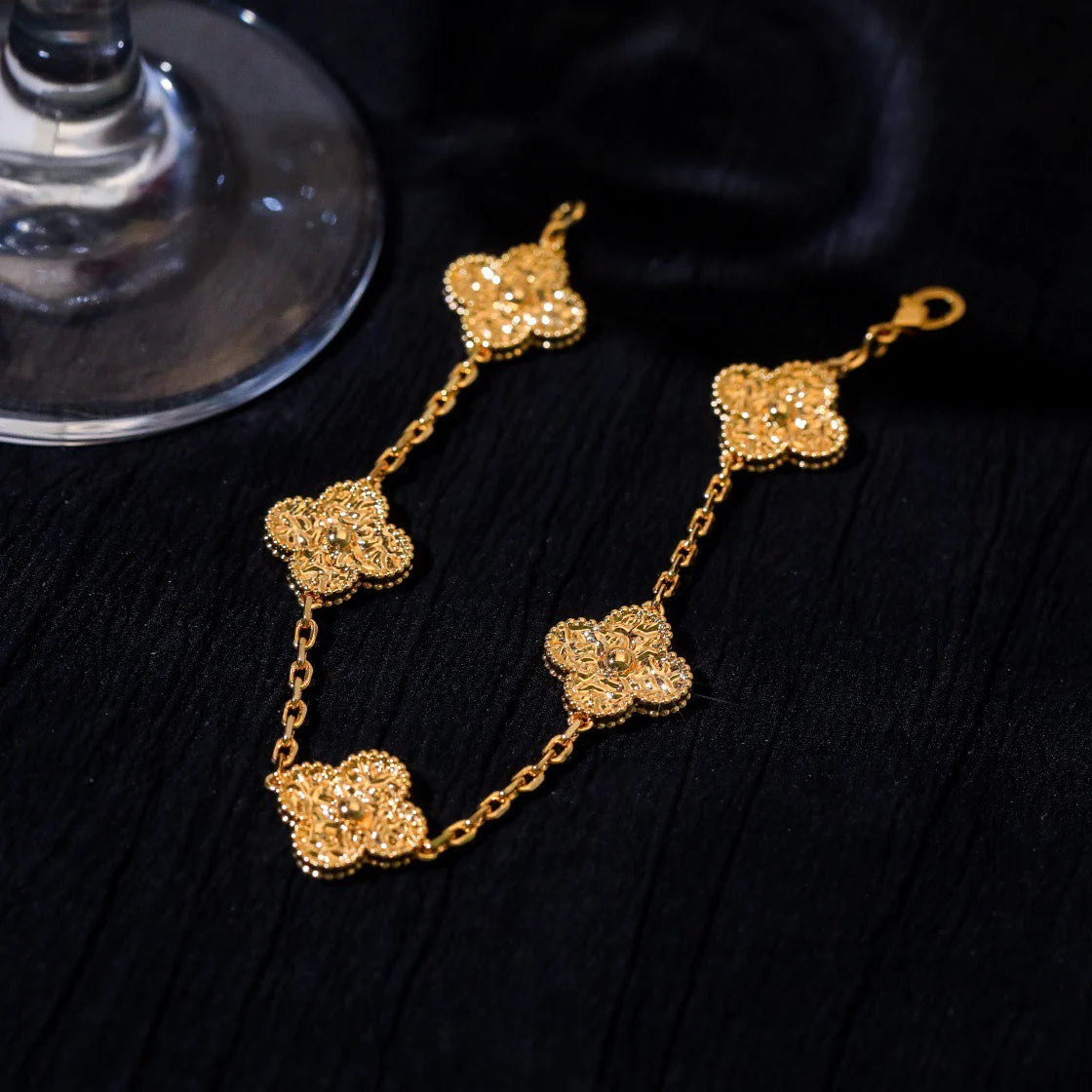 [💎ROSE💎]CLOVER 5 MOTIFS BRONZING BRACELET